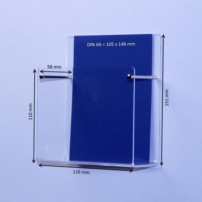 Wand-Prospekthalter DIN A6 Hochformat  Fülltiefe 58mm